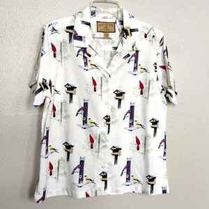 Bit & Bridle Blouse Birds Cotton Size L - NWT